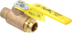 Apollo - 1/2" Pipe, Standard Port, Bronze Standard Ball Valve - Three Way, Soldered x Soldered Ends, Lever Handle, 400 WOG - Industrial Tool & Supply