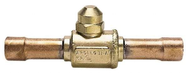 Apollo - 7/8" Pipe, Full Port, Brass UL Listed Ball Valve - Inline - Two Way Flow, Tube O.D. x Tube O.D. Ends, Cap Handle, 500 WOG - Industrial Tool & Supply