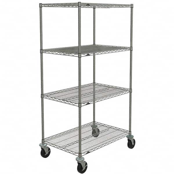 Metro - 600 Lb Capacity 4 Shelf Mobile Wire Shelving Unit - Add-On Unit - Industrial Tool & Supply
