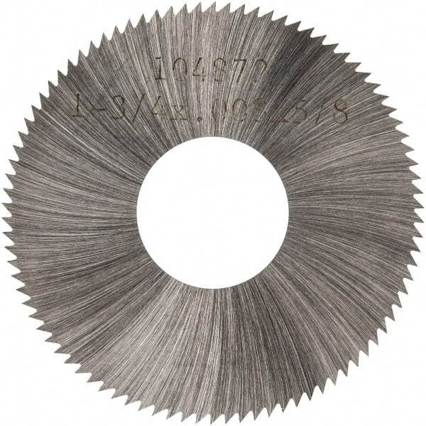 Made in USA - 1-3/4" Diam x 0.008" Blade Thickness x 5/8" Arbor Hole Diam, 90 Tooth Slitting and Slotting Saw - Arbor Connection, Right Hand, Uncoated, High Speed Steel, Concave Ground, Contains Keyway - Industrial Tool & Supply