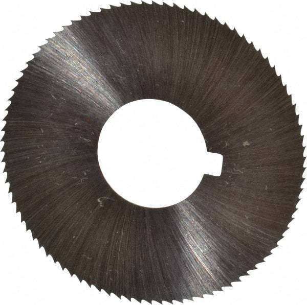 Made in USA - 1-3/4" Diam x 0.01" Blade Thickness x 5/8" Arbor Hole Diam, 90 Tooth Slitting and Slotting Saw - Arbor Connection, Right Hand, Uncoated, High Speed Steel, Concave Ground, Contains Keyway - Industrial Tool & Supply
