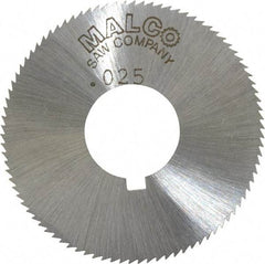 Made in USA - 1-3/4" Diam x 0.025" Blade Thickness x 5/8" Arbor Hole Diam, 90 Tooth Slitting and Slotting Saw - Arbor Connection, Right Hand, Uncoated, High Speed Steel, Concave Ground, Contains Keyway - Industrial Tool & Supply