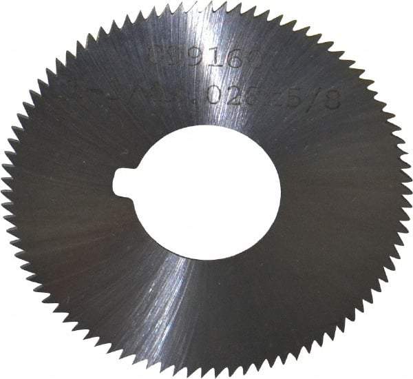 Made in USA - 1-3/4" Diam x 0.028" Blade Thickness x 5/8" Arbor Hole Diam, 90 Tooth Slitting and Slotting Saw - Arbor Connection, Right Hand, Uncoated, High Speed Steel, Concave Ground, Contains Keyway - Industrial Tool & Supply