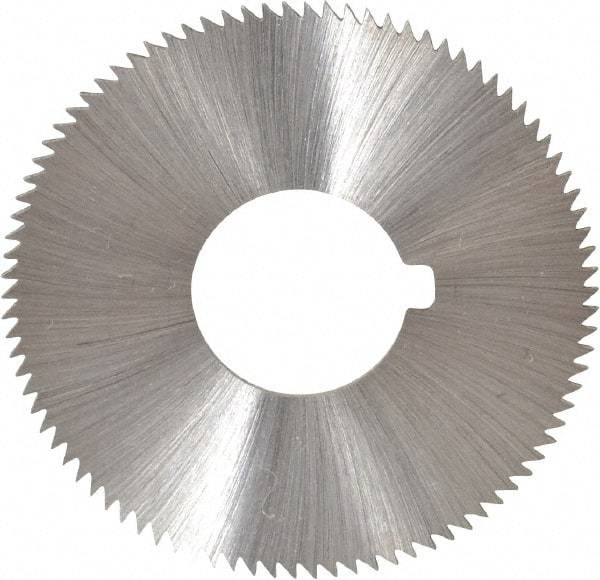 Made in USA - 1-3/4" Diam x 0.036" Blade Thickness x 5/8" Arbor Hole Diam, 90 Tooth Slitting and Slotting Saw - Arbor Connection, Right Hand, Uncoated, High Speed Steel, Concave Ground, Contains Keyway - Industrial Tool & Supply