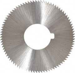 Made in USA - 1-3/4" Diam x 0.036" Blade Thickness x 5/8" Arbor Hole Diam, 90 Tooth Slitting and Slotting Saw - Arbor Connection, Right Hand, Uncoated, High Speed Steel, Concave Ground, Contains Keyway - Industrial Tool & Supply
