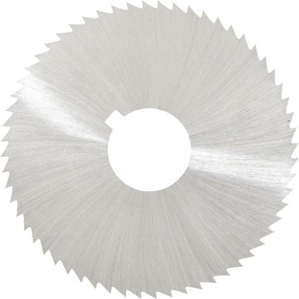 Made in USA - 2-1/4" Diam x 0.02" Blade Thickness x 5/8" Arbor Hole Diam, 60 Tooth Slitting and Slotting Saw - Arbor Connection, Right Hand, Uncoated, High Speed Steel, Concave Ground, Contains Keyway - Industrial Tool & Supply