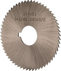 Made in USA - 2-1/4" Diam x 0.04" Blade Thickness x 5/8" Arbor Hole Diam, 60 Tooth Slitting and Slotting Saw - Arbor Connection, Right Hand, Uncoated, High Speed Steel, Concave Ground, Contains Keyway - Industrial Tool & Supply
