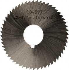 Made in USA - 2-1/4" Diam x 0.057" Blade Thickness x 5/8" Arbor Hole Diam, 60 Tooth Slitting and Slotting Saw - Arbor Connection, Right Hand, Uncoated, High Speed Steel, Concave Ground, Contains Keyway - Industrial Tool & Supply