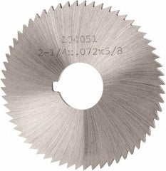 Made in USA - 2-1/4" Diam x 0.072" Blade Thickness x 5/8" Arbor Hole Diam, 60 Tooth Slitting and Slotting Saw - Arbor Connection, Right Hand, Uncoated, High Speed Steel, Concave Ground, Contains Keyway - Industrial Tool & Supply
