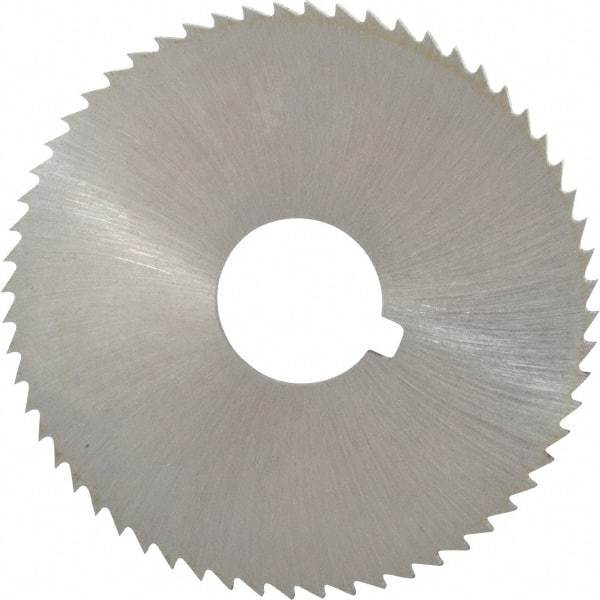 Made in USA - 2-1/4" Diam x 0.091" Blade Thickness x 5/8" Arbor Hole Diam, 60 Tooth Slitting and Slotting Saw - Arbor Connection, Right Hand, Uncoated, High Speed Steel, Concave Ground, Contains Keyway - Industrial Tool & Supply