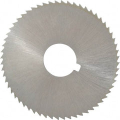 Made in USA - 2-1/4" Diam x 0.091" Blade Thickness x 5/8" Arbor Hole Diam, 60 Tooth Slitting and Slotting Saw - Arbor Connection, Right Hand, Uncoated, High Speed Steel, Concave Ground, Contains Keyway - Industrial Tool & Supply