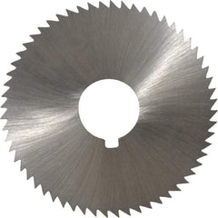 Made in USA - 2-1/4" Diam x 0.102" Blade Thickness x 5/8" Arbor Hole Diam, 60 Tooth Slitting and Slotting Saw - Arbor Connection, Right Hand, Uncoated, High Speed Steel, Concave Ground, Contains Keyway - Industrial Tool & Supply