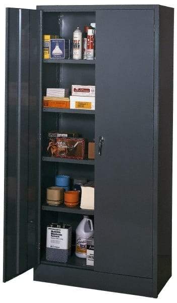 Edsal - 4 Shelf Combination Storage Cabinet - Steel, 36" Wide x 18" Deep x 78" High, Med Grey - Industrial Tool & Supply