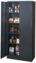 Edsal - 4 Shelf Combination Storage Cabinet - Steel, 36" Wide x 18" Deep x 78" High, Med Grey - Industrial Tool & Supply