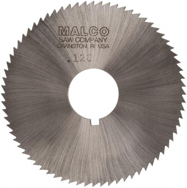 Made in USA - 2-3/4" Diam x 0.128" Blade Thickness x 3/4" Arbor Hole Diam, 72 Tooth Slitting and Slotting Saw - Arbor Connection, Right Hand, Uncoated, High Speed Steel, Concave Ground, Contains Keyway - Industrial Tool & Supply