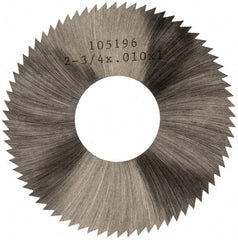 Made in USA - 2-3/4" Diam x 0.01" Blade Thickness x 1" Arbor Hole Diam, 72 Tooth Slitting and Slotting Saw - Arbor Connection, Right Hand, Uncoated, High Speed Steel, Concave Ground, Contains Keyway - Industrial Tool & Supply