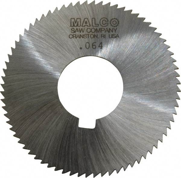 Made in USA - 2-3/4" Diam x 0.064" Blade Thickness x 1" Arbor Hole Diam, 72 Tooth Slitting and Slotting Saw - Arbor Connection, Right Hand, Uncoated, High Speed Steel, Concave Ground, Contains Keyway - Industrial Tool & Supply