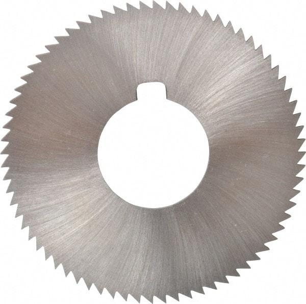 Made in USA - 2-3/4" Diam x 0.072" Blade Thickness x 1" Arbor Hole Diam, 72 Tooth Slitting and Slotting Saw - Arbor Connection, Right Hand, Uncoated, High Speed Steel, Concave Ground, Contains Keyway - Industrial Tool & Supply