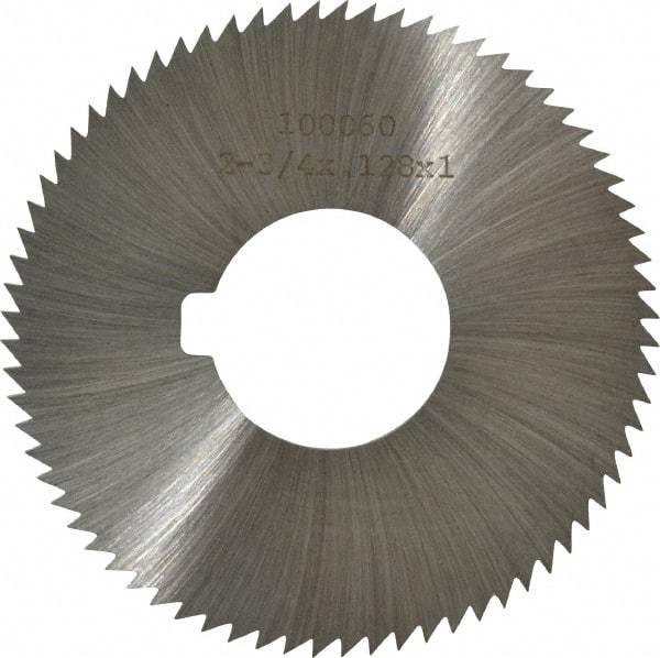 Made in USA - 2-3/4" Diam x 0.128" Blade Thickness x 1" Arbor Hole Diam, 72 Tooth Slitting and Slotting Saw - Arbor Connection, Right Hand, Uncoated, High Speed Steel, Concave Ground, Contains Keyway - Industrial Tool & Supply