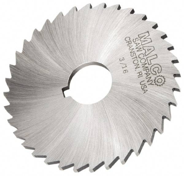 Made in USA - 2-1/2" Diam x 3/32" Blade Thickness x 7/8" Arbor Hole Diam, 28 Tooth Slitting and Slotting Saw - Arbor Connection, Right Hand, Uncoated, High Speed Steel, Concave Ground, Contains Keyway - Industrial Tool & Supply
