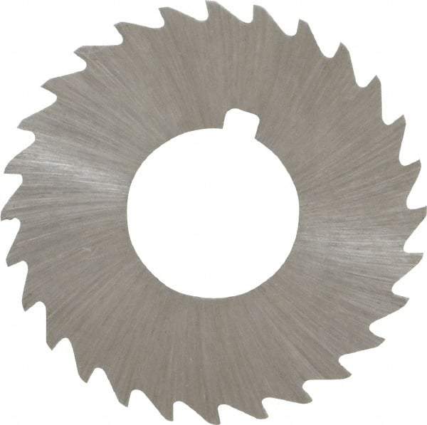 Made in USA - 1-1/4" Diam x 1/32" Blade Thickness x 1/2" Arbor Hole Diam, 28 Tooth Slitting and Slotting Saw - Arbor Connection, Right Hand, Uncoated, High Speed Steel, Concave Ground, Contains Keyway - Industrial Tool & Supply