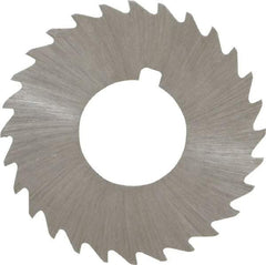 Made in USA - 1-1/4" Diam x 1/32" Blade Thickness x 1/2" Arbor Hole Diam, 28 Tooth Slitting and Slotting Saw - Arbor Connection, Right Hand, Uncoated, High Speed Steel, Concave Ground, Contains Keyway - Industrial Tool & Supply