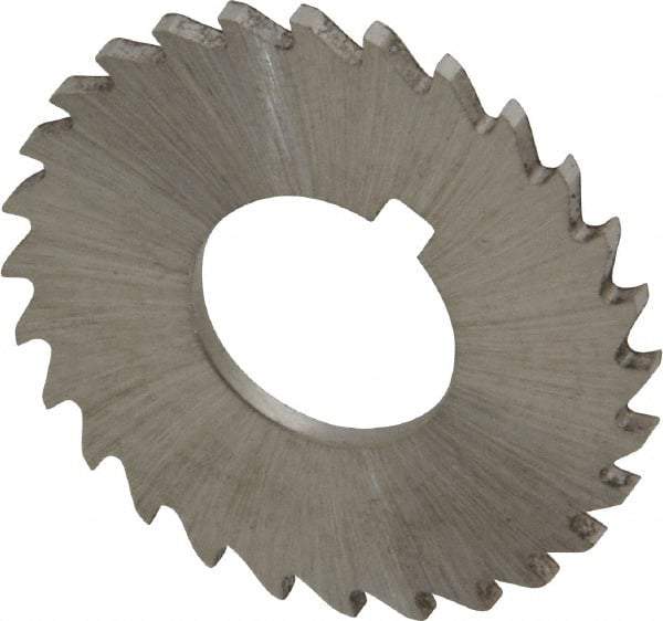 Made in USA - 1-1/4" Diam x 1/16" Blade Thickness x 1/2" Arbor Hole Diam, 28 Tooth Slitting and Slotting Saw - Arbor Connection, Right Hand, Uncoated, High Speed Steel, Concave Ground, Contains Keyway - Industrial Tool & Supply
