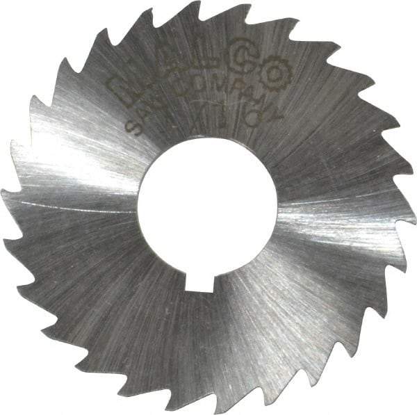 Made in USA - 1-1/2" Diam x 1/16" Blade Thickness x 1/2" Arbor Hole Diam, 26 Tooth Slitting and Slotting Saw - Arbor Connection, Right Hand, Uncoated, High Speed Steel, Concave Ground, Contains Keyway - Industrial Tool & Supply