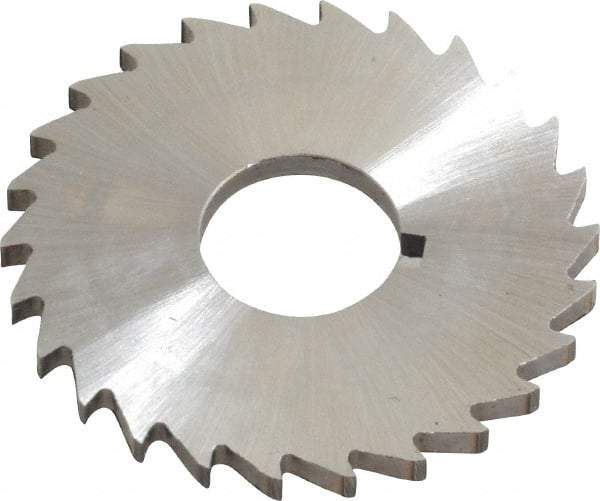 Made in USA - 1-1/2" Diam x 3/32" Blade Thickness x 1/2" Arbor Hole Diam, 26 Tooth Slitting and Slotting Saw - Arbor Connection, Right Hand, Uncoated, High Speed Steel, Concave Ground, Contains Keyway - Industrial Tool & Supply