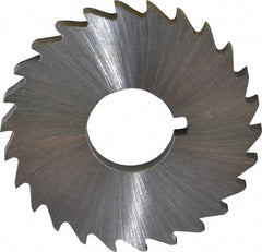 Made in USA - 1-1/2" Diam x 1/8" Blade Thickness x 1/2" Arbor Hole Diam, 26 Tooth Slitting and Slotting Saw - Arbor Connection, Right Hand, Uncoated, High Speed Steel, Concave Ground, Contains Keyway - Industrial Tool & Supply