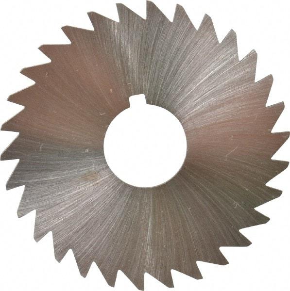 Made in USA - 1-3/4" Diam x 1/16" Blade Thickness x 1/2" Arbor Hole Diam, 30 Tooth Slitting and Slotting Saw - Arbor Connection, Right Hand, Uncoated, High Speed Steel, Concave Ground, Contains Keyway - Industrial Tool & Supply