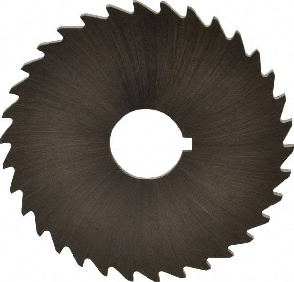 Made in USA - 2" Diam x 1/16" Blade Thickness x 1/2" Arbor Hole Diam, 34 Tooth Slitting and Slotting Saw - Arbor Connection, Right Hand, Uncoated, High Speed Steel, Concave Ground, Contains Keyway - Industrial Tool & Supply