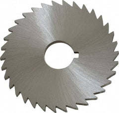 Made in USA - 2" Diam x 3/32" Blade Thickness x 1/2" Arbor Hole Diam, 34 Tooth Slitting and Slotting Saw - Arbor Connection, Right Hand, Uncoated, High Speed Steel, Concave Ground, Contains Keyway - Industrial Tool & Supply