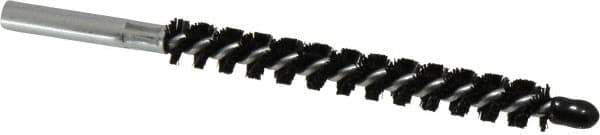 Schaefer Brush - 4" Brush Length, 7/16" Diam, Nylon Single Stem, Single Spiral Condenser Tube Brush - 6-1/4" Long, Nylon, 12-24 Female Connection - Industrial Tool & Supply