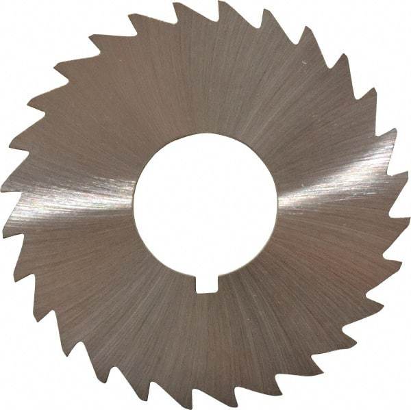 Made in USA - 2-1/2" Diam x 1/8" Blade Thickness x 7/8" Arbor Hole Diam, 28 Tooth Slitting and Slotting Saw - Arbor Connection, Right Hand, Uncoated, High Speed Steel, Concave Ground, Contains Keyway - Industrial Tool & Supply