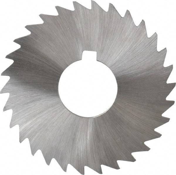 Made in USA - 3" Diam x 3/32" Blade Thickness x 1" Arbor Hole Diam, 30 Tooth Slitting and Slotting Saw - Arbor Connection, Right Hand, Uncoated, High Speed Steel, Concave Ground, Contains Keyway - Industrial Tool & Supply