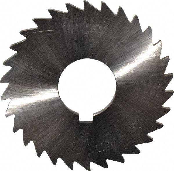 Made in USA - 3" Diam x 1/8" Blade Thickness x 1" Arbor Hole Diam, 30 Tooth Slitting and Slotting Saw - Arbor Connection, Right Hand, Uncoated, High Speed Steel, Concave Ground, Contains Keyway - Industrial Tool & Supply
