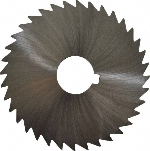 Made in USA - 4" Diam x 3/32" Blade Thickness x 1" Arbor Hole Diam, 36 Tooth Slitting and Slotting Saw - Arbor Connection, Right Hand, Uncoated, High Speed Steel, Concave Ground, Contains Keyway - Industrial Tool & Supply