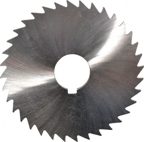 Made in USA - 4" Diam x 1/8" Blade Thickness x 1" Arbor Hole Diam, 36 Tooth Slitting and Slotting Saw - Arbor Connection, Right Hand, Uncoated, High Speed Steel, Concave Ground, Contains Keyway - Industrial Tool & Supply