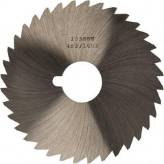Made in USA - 4" Diam x 3/16" Blade Thickness x 1" Arbor Hole Diam, 36 Tooth Slitting and Slotting Saw - Arbor Connection, Right Hand, Uncoated, High Speed Steel, Concave Ground, Contains Keyway - Industrial Tool & Supply