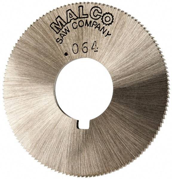 Made in USA - 1-3/4" Diam x 0.064" Blade Thickness x 5/8" Arbor Hole Diam, 132 Tooth Slitting and Slotting Saw - Arbor Connection, Right Hand, Uncoated, High Speed Steel, Concave Ground, Contains Keyway - Industrial Tool & Supply