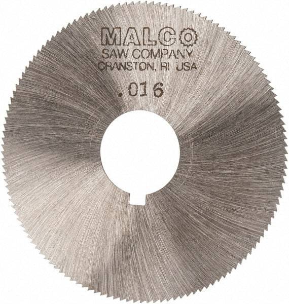 Made in USA - 2-1/4" Diam x 0.016" Blade Thickness x 5/8" Arbor Hole Diam, 132 Tooth Slitting and Slotting Saw - Arbor Connection, Right Hand, Uncoated, High Speed Steel, Concave Ground, Contains Keyway - Industrial Tool & Supply