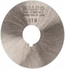 Made in USA - 2-1/4" Diam x 0.016" Blade Thickness x 5/8" Arbor Hole Diam, 132 Tooth Slitting and Slotting Saw - Arbor Connection, Right Hand, Uncoated, High Speed Steel, Concave Ground, Contains Keyway - Industrial Tool & Supply