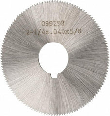 Made in USA - 2-1/4" Diam x 0.04" Blade Thickness x 5/8" Arbor Hole Diam, 132 Tooth Slitting and Slotting Saw - Arbor Connection, Right Hand, Uncoated, High Speed Steel, Concave Ground, Contains Keyway - Industrial Tool & Supply