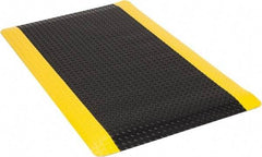 Wearwell - 5' Long x 3' Wide, Dry Environment, Anti-Fatigue Matting - Black with Yellow Borders, Vinyl with Urethane Sponge Base, Beveled on 4 Sides - Industrial Tool & Supply