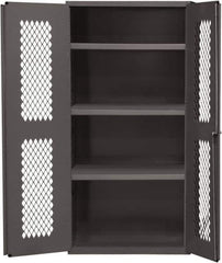 Durham - 2 Shelf Locking Storage Cabinet - Steel, 36" Wide x 18" Deep x 48" High, Gray - Industrial Tool & Supply