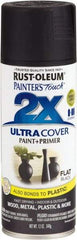 Rust-Oleum - Black, Flat, Enamel Spray Paint - 8 to 12 Sq Ft per Can, 12 oz Container - Industrial Tool & Supply