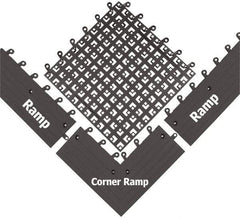 Wearwell - 18" Long x 18" Wide x 7/8" Thick, Anti-Fatigue Modular Matting Open Grid - Male & Female, 4 Interlocking Sides, Charcoal, For Dry & Wet Areas, Series 558 - Industrial Tool & Supply