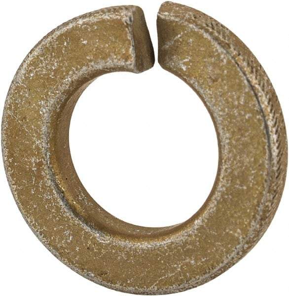 Made in USA - 3/8", 0.094" Thick Split Lock Washer - 1060 Spring Steel, Zinc Yellow Dichromate Finish, 0.377" Min ID, 0.385" Max ID, 0.68" Max OD - Industrial Tool & Supply