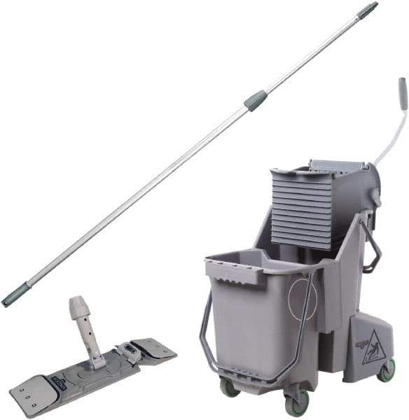 Unger - 32 Qt Plastic Bucket & Wringer - 21" Long x 20" High x 15" Wide, Gray - Industrial Tool & Supply